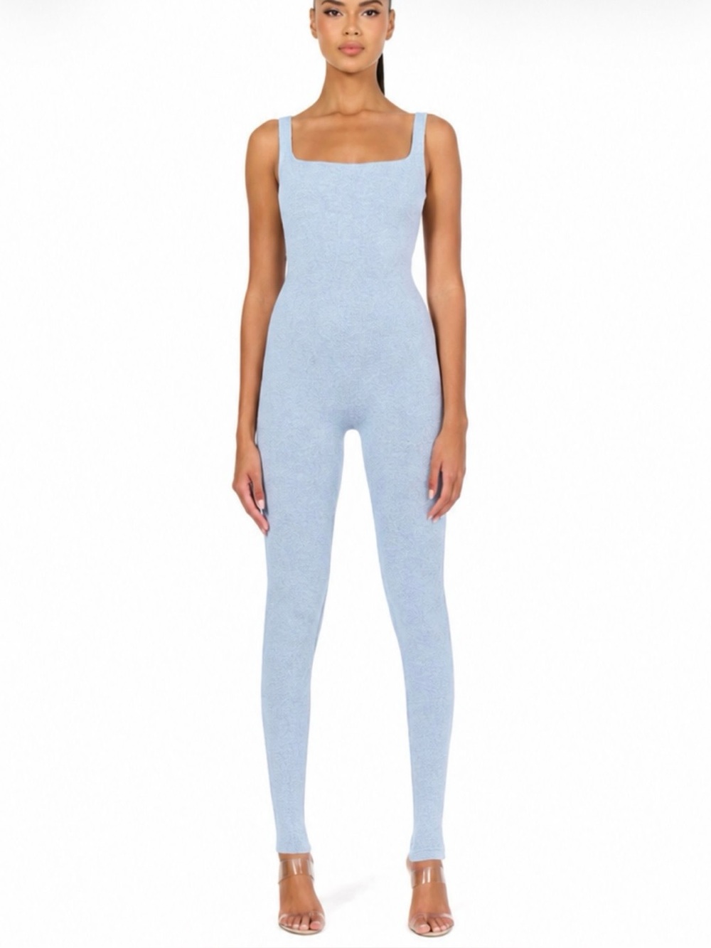 Naked Wardrobe The NW Sculpt Tank Jumpsuit Light Blue